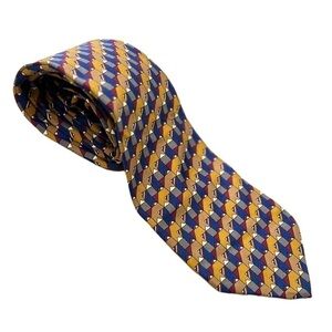 Vtg Aquascutum Of London England Tie Silk Geometric Necktie Classic 3.75” Wide